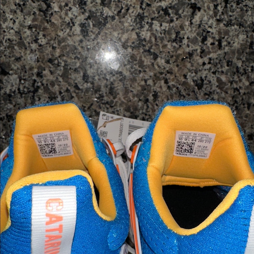 Adidas Ultraboost 1.0 Size 10 Blue and Orange Athletic Sneakers - Picture 6 of 7